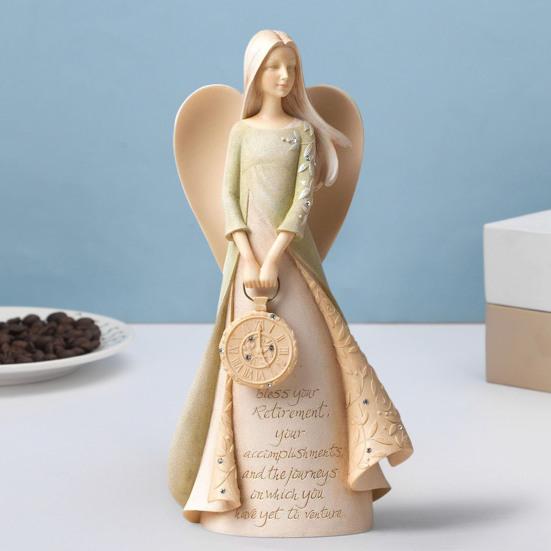 Фигурка ангела, настольные украшения ангела с часами, коллекционная статуэтка для домашнего декора ангела Angel